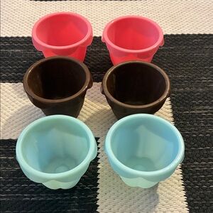 IKEA Set of 6 Silicone Cupcake Baking Cups - Pink, Brown, Blue.